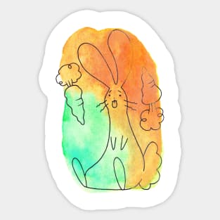 Orange Green Carrot Bunny Watercolor Sticker